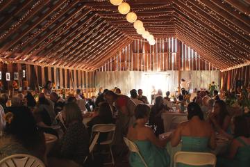 Reception and Barn Weddings all in the same space.
Chairs, tables and linens included in all packages.